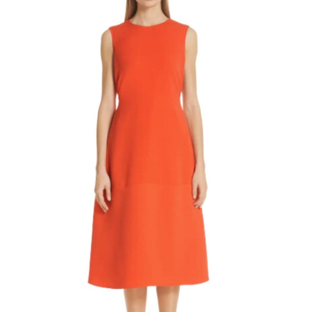 Adeam Belted Parachute Midi Dress in Orange Size 4